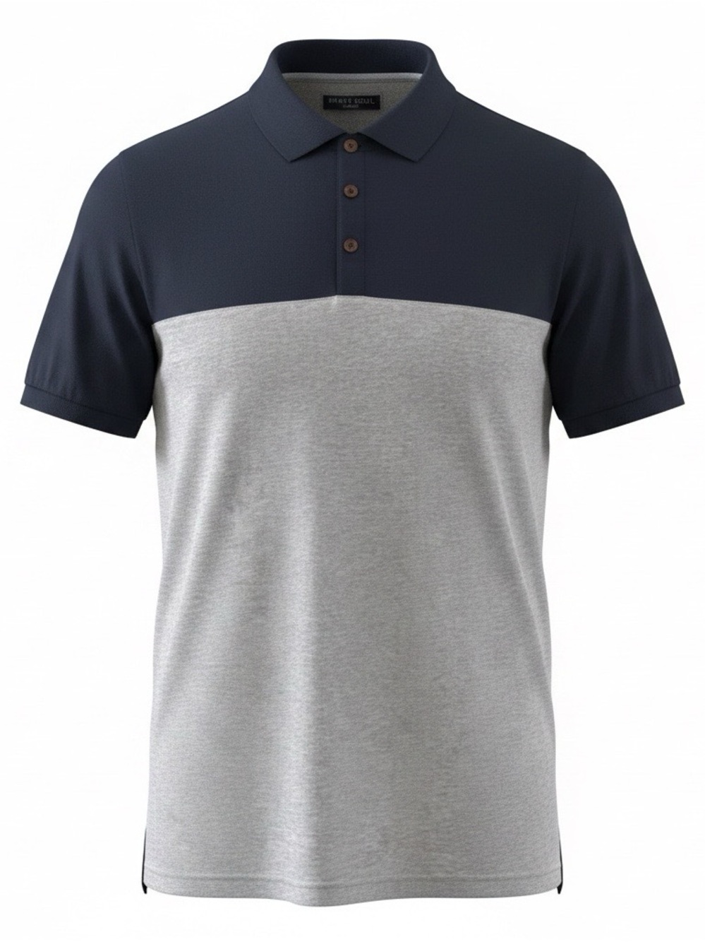 Brave Soul Mens Colorblock Polo Shirt Navy & Gray XL Cotton Blend